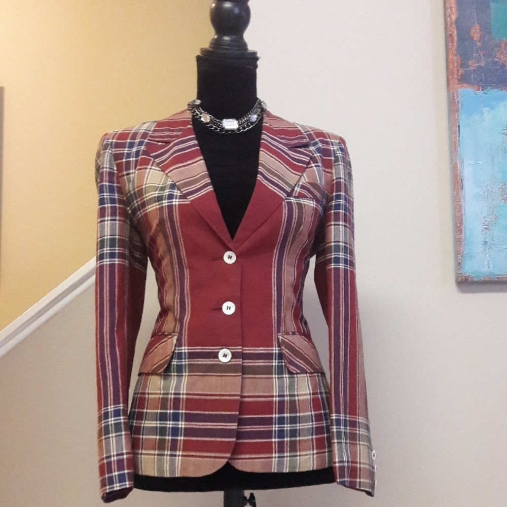 Vintage/ Jones New York/ Plaid Blazer - Picture 1 of 8